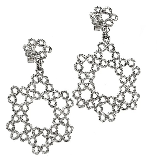 [SZA01007] Dentellier Collection Handmade Sterling Silver Platinum Plated with Stud On Small & Medium Dentelle Flat Work