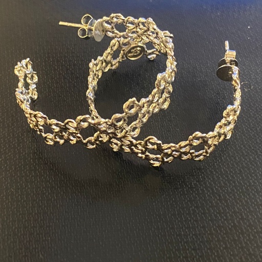 [SZA01026] Dentellier Collection Handmade Sterling Silver Hoop Dentelle Work Earrings