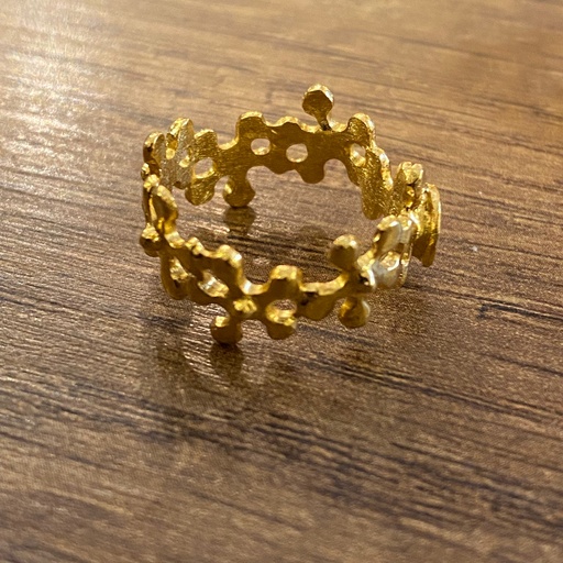 [SZA01032] La Fleur Collection Handmade Sterling Silver Gold Plated Flower Ring