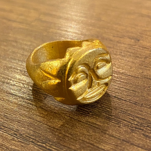 [SZA01034] Sun Collection Handmade Engraved Sun Face Sterling Silver Gold Plated Pink Ring