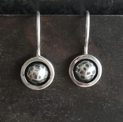 [JJE01008] Hammered Lotus Earrings (Drop)