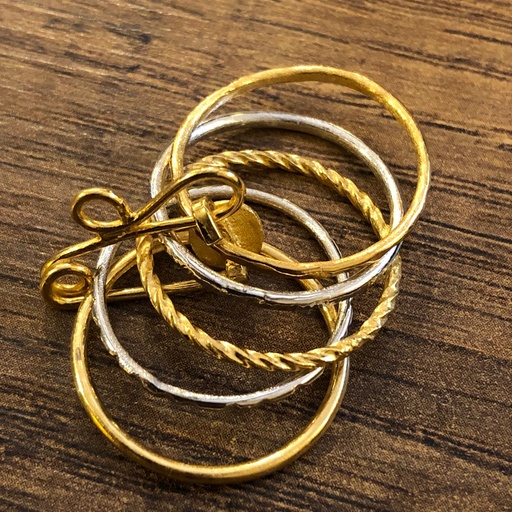 [SZA01037] Handmade 5 tin Stacking Rings With Pin