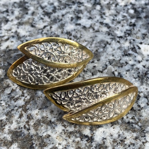 [YWS01100] Filigree Petals Earrings Silver& Gold