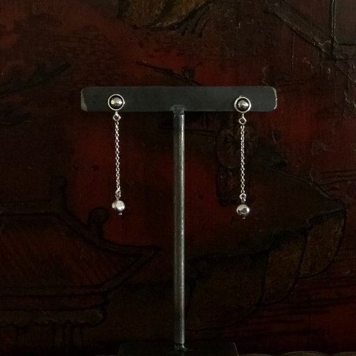 [JJE01015] Hammered Lotus - Hammered Beads Chain Drop Earrings