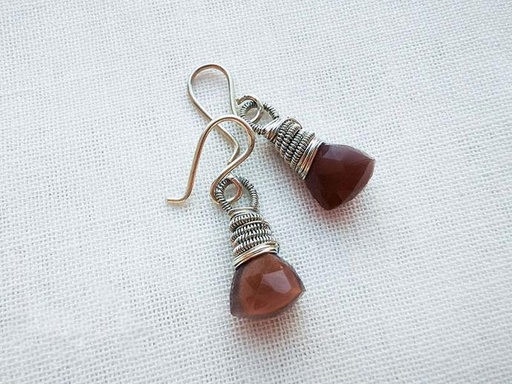 [MDE01016] Chocolate Moonstone Earrings