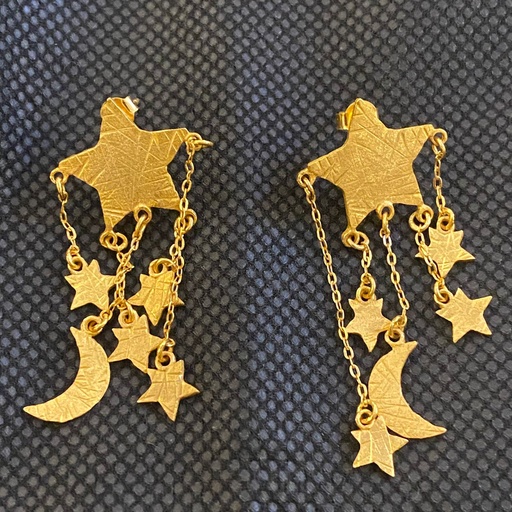 [SZA01055] Gold plated Sterling Star Summer Night Collection with Stars & Moon