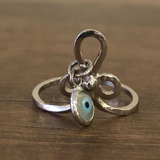 [SZA01062] Handmade, Sterling Silver Platinum plated Ring with round Eye