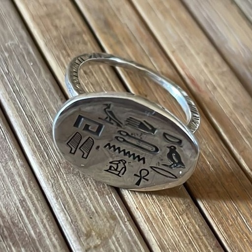 [HEN01038] Pharaonic Oval Silver Ring