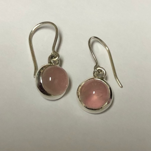 [JJE01060] Solid Settings Rose Quartz Dangly Earrings