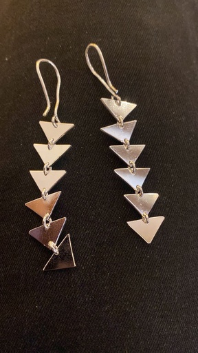 [HEN01042] Triangles Earrings (Brass Silver Plated)