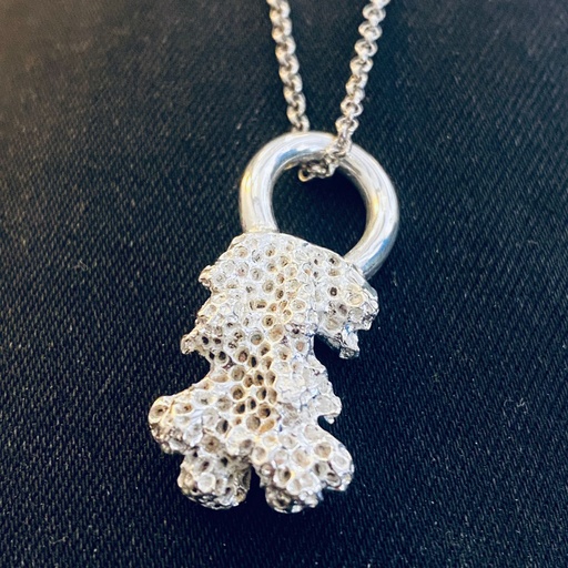 [HEN01044] Coral Necklace Brass Silver Plated with Silver Chain