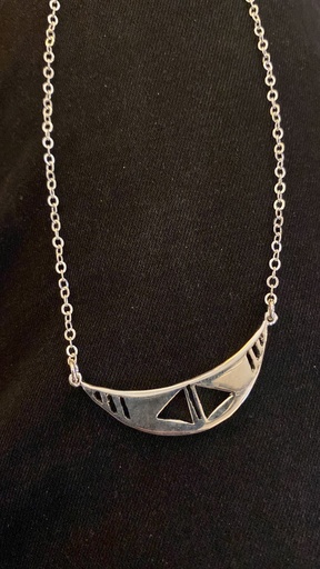 [HEN01046] Half Moon Necklace (Brass Silver Plated)