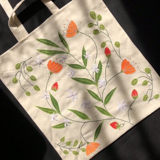[ZHP02005] Orange Flowers Tote Bag