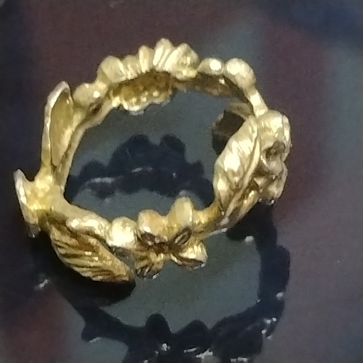 [SZA01123] La Fleur Collection,Handmade , Sterling Silver, Gold Plated , Flowers & Leaves Ring
