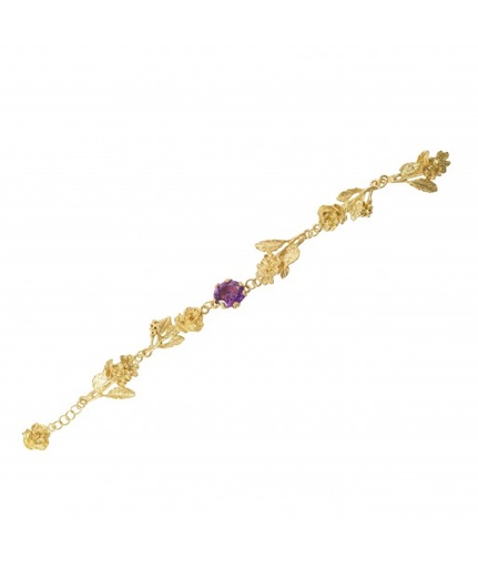 [SZB228] La Fleur Collection, The Flower Bouquet, Handmade , Sterling Silver, Gold Plated With Alexandrate Stone Bracelet