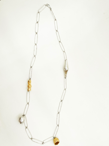 [FFA01093] Paper Clip Scatter Necklace