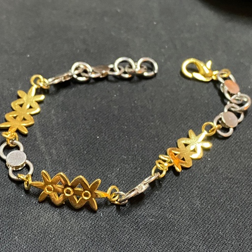 [NJE01030] horizontal 3 flowers 3 pieces shinygold and platinum
