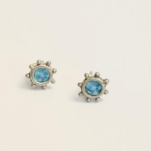 [BJE01037] E10 Circle en blue earrings