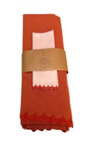[MAQ06178] Table cloth Orange embroidered scallop