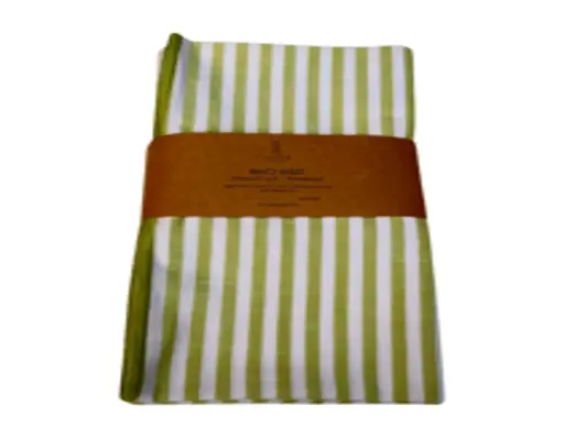 [MAQ06180] Table cloth striped sage embroidered edge