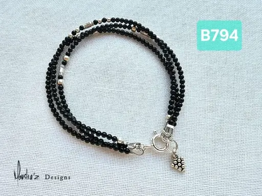 [MDE01454] (B794) Black Onyx with Indian Silver Bracelet