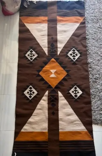 [KUF08027] Brown in Orange Wool Rug (80*200cm)