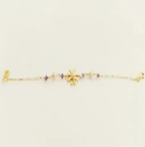 [SZB233] Minimal Flowery collection , handmade Daisies Flower sterling silver gold plated with pink pearl & amethyst stones chain