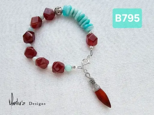 [MDE01461] (B795) Agate & Amazonite Bracelet 