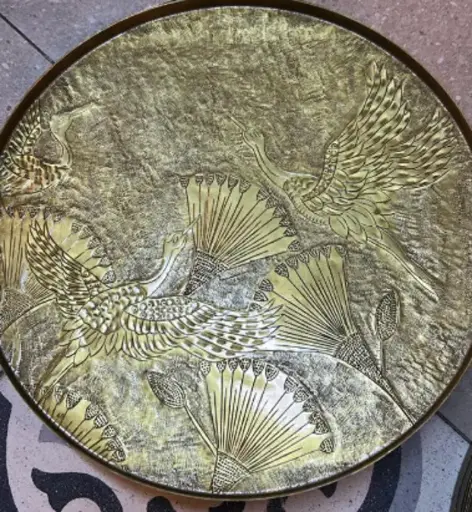 [ELN03198] Ibis Round Brass Tray (Brass)