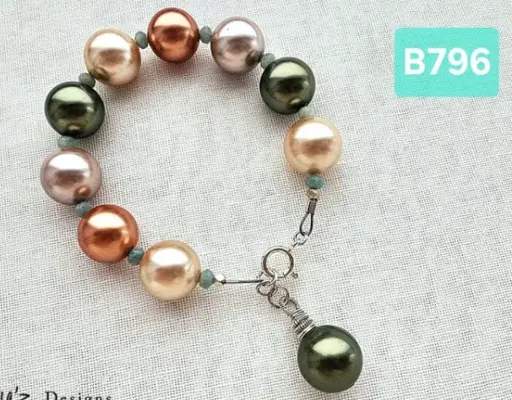 [MDE01465] (B796) Spanish Majorca Pearl & Amazonite bracelet