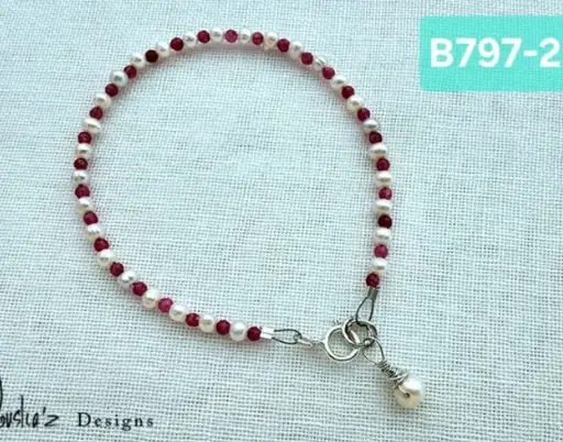 [MDE01468] (B797-2) Pearl & Ruby Bracelet