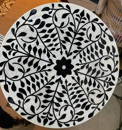 [SIG03076] Shami Flower Side-Table (B&W) (40cm)