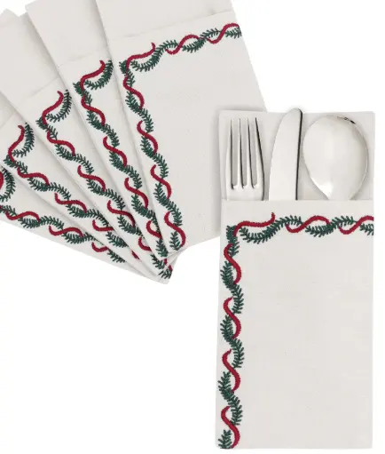 [1937] Christmas Garland Cutlery Sleeves Set of 6