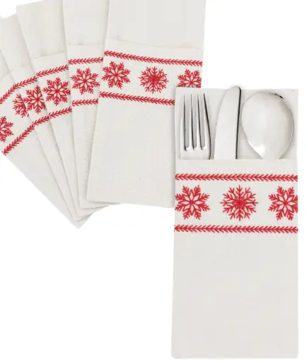 [1932r] Snowfall Cutlery Sleeves Set of 6