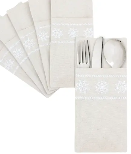 [1932w] Snowfall Cutlery Sleeves Set of 6