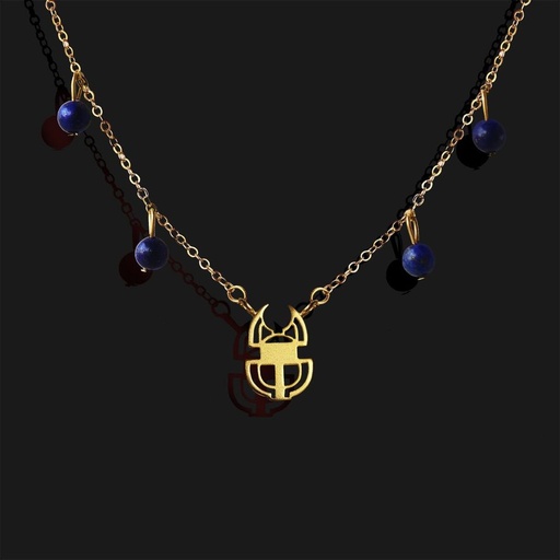[SPJ01026] Scarab Necklace with Lapis Stone
