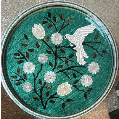 [ALK03055] ALK-White bird on leaves Tray