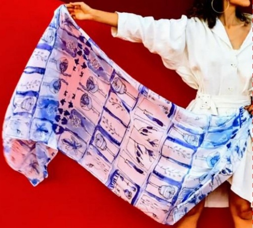 [SOA06015] Blue Catherine Scarf (Synthetic Voile)