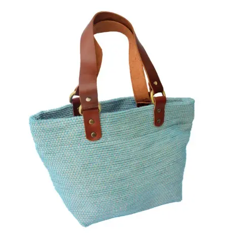 [KEN03081] Habiba Leather handle 50 cm cross and pocket 