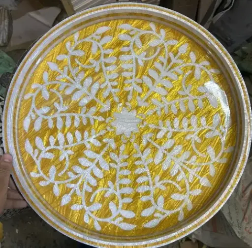 [ALK03059] ALK-Shami Tray (White In Yellow)