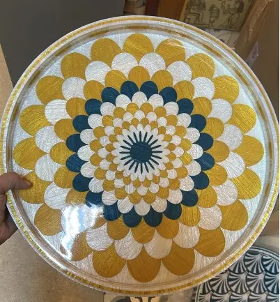 [ALK03066] ALK-Geomtric Floral Tray (Yellow)