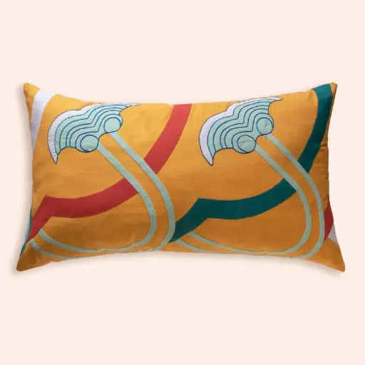 [NAR06007] Rect Patchwork Cushion (Yellow)