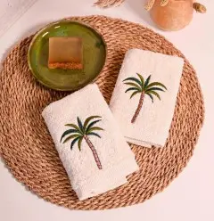 [1702O] Tropical Guest Towel Set Of 2