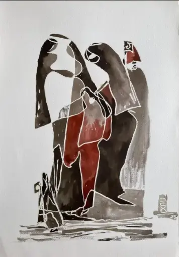 [GEM05046] #5 Gathering 50*35 CM Ink on cotton paper