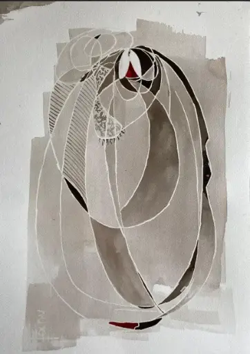 [GEM05053] #12 Abstract #2 42*30 CM Ink on cotton paper