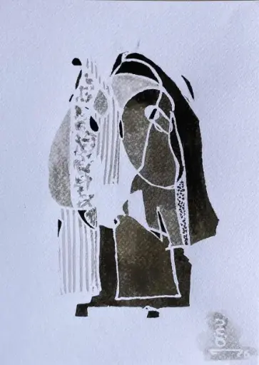 [GEM05064] #23 My Family 30*21 CM Ink on cotton paper