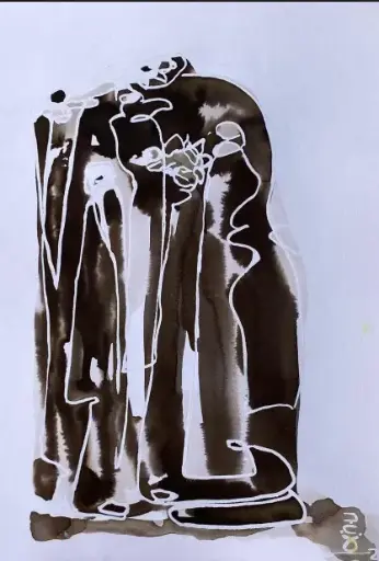 [GEM05066] #25 Market 30*21 CM Ink on cotton paper