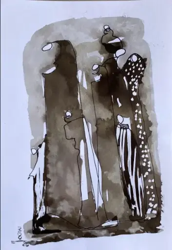 [GEM05068] #27 Light of The Shadow 30*21 CM Ink on cotton paper