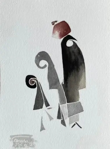 [GEM05069] #28 Sisters 20*15 CM Ink on cotton paper