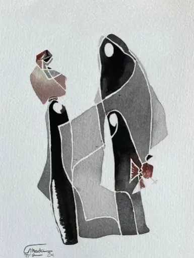 [GEM05070] #29 Caring 20*15 CM Ink on cotton paper